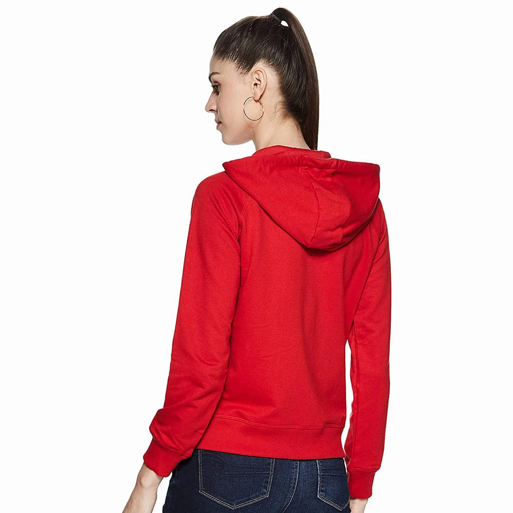 Latest Style Women's Red hoodies Zipper Closure Long Sleeve Hooded Casual wear Fleece Sweatshirts For Adults