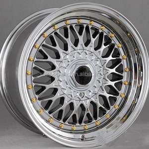 good quality rims 15 inch 8.0 vacuum chrome gold rivets alloy wheel for car