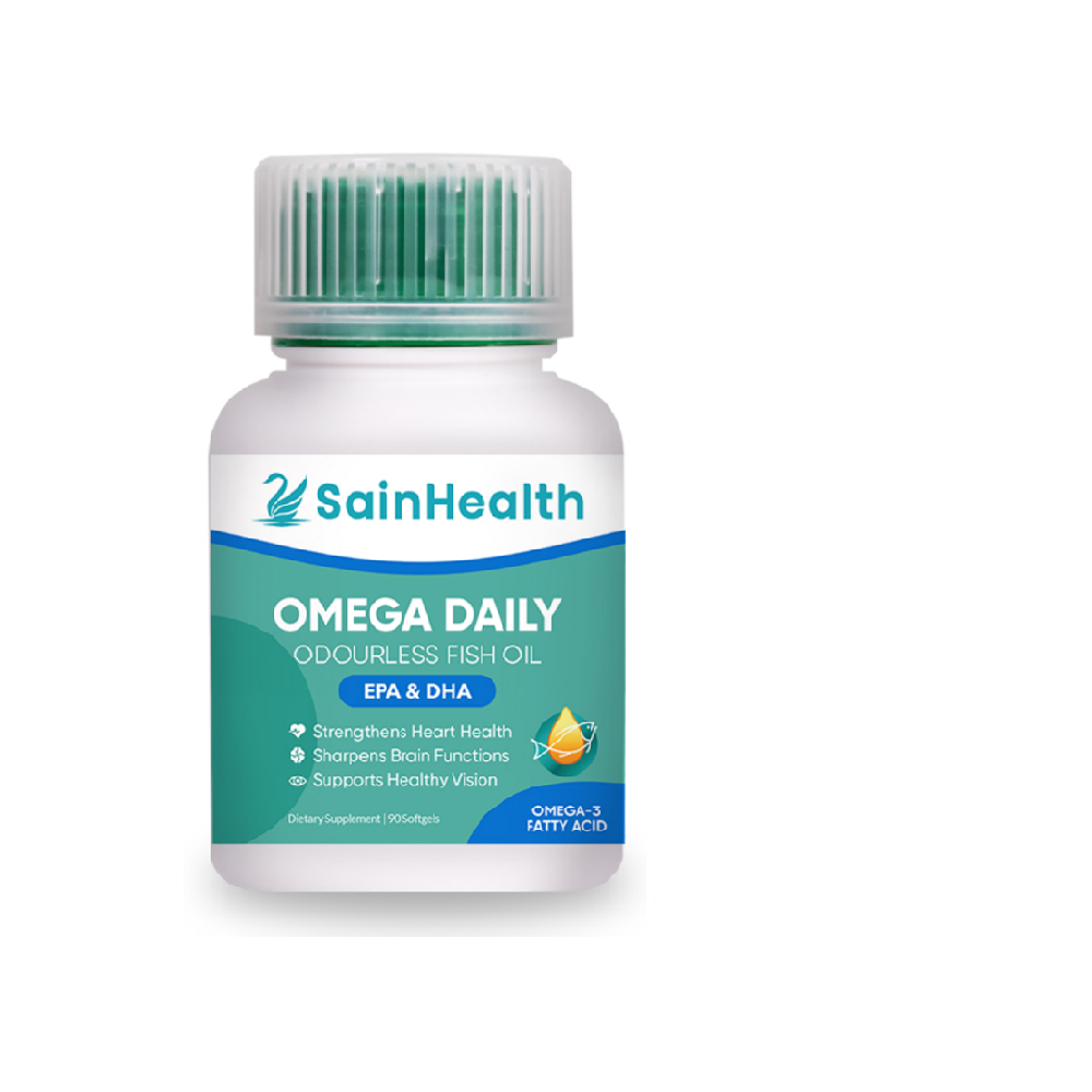 New Zealand High Quality 90 Softgel Supplement SainHealth Odorless Fish Oil Omega Daily In Bulk For Healthy Heart Eyes and Joint