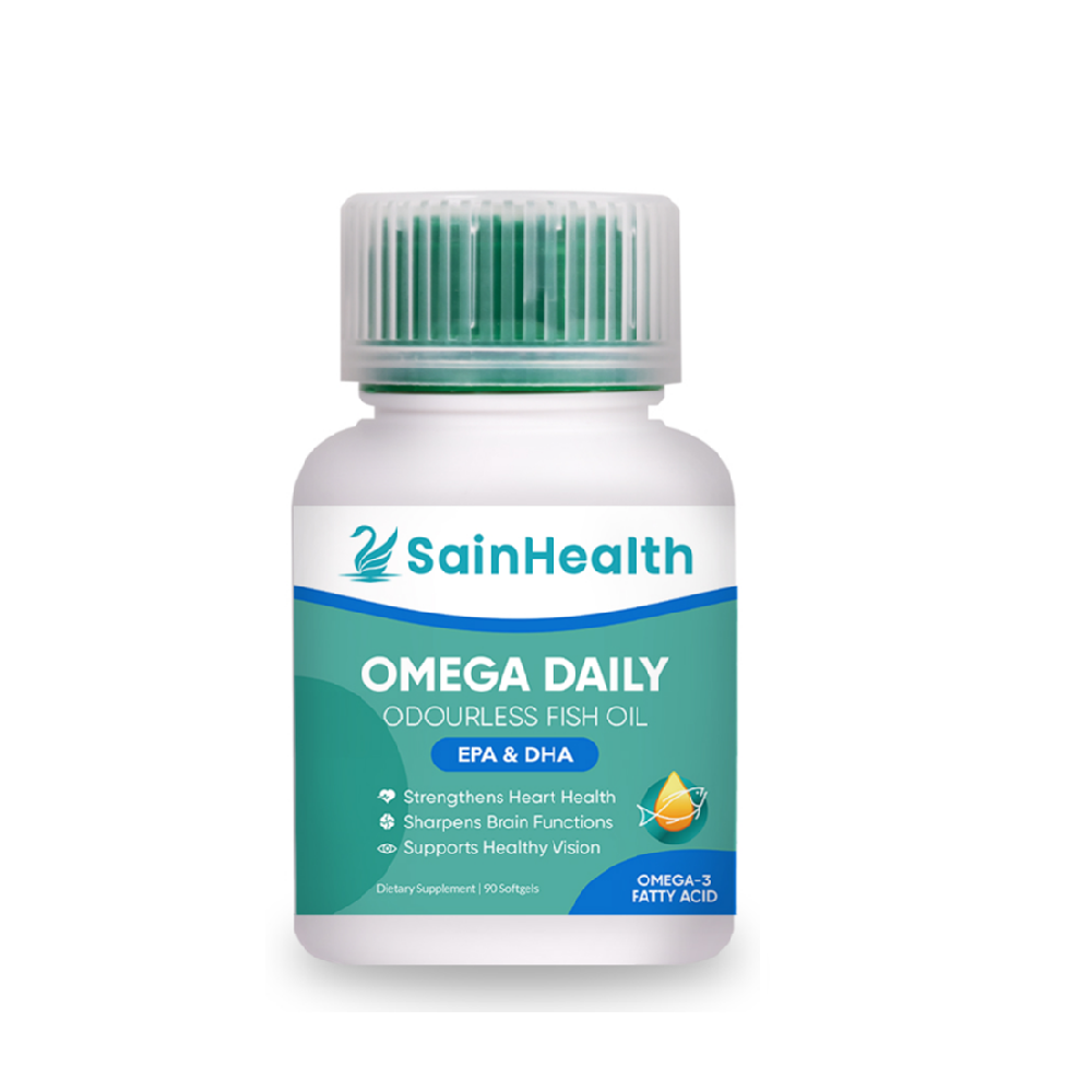 New Zealand High Quality 90 Softgel Supplement SainHealth Odorless Fish Oil Omega Daily In Bulk For Healthy Heart Eyes and Joint