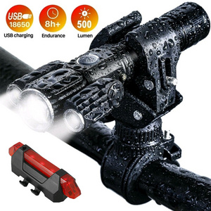 Night riding strong light flashlight 3LED airplane shaped flashlight wholesale bicycle light set with tail lights