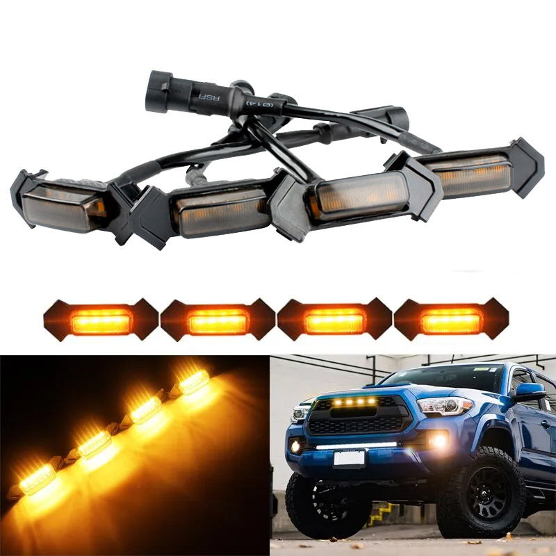 Wholesale High Brightness 12v Led Electric Grill Light 4X4 Off-road Led Car Grille Lights Amber Led Warning Light for TOYOTA