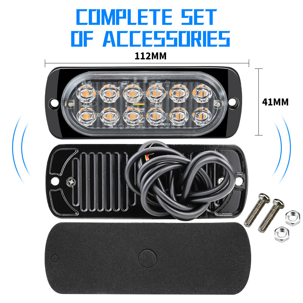 Universal 12-24V Super Bright Flash 12LED warning strobe lights Waterproof dustproof truck Vehicle Strobe Side led Marker Light