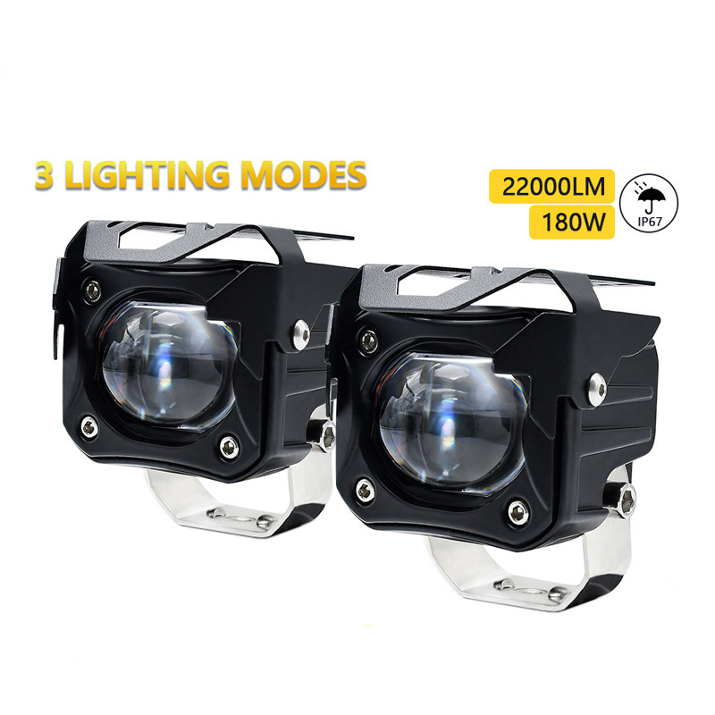 LED motorcycle spotlights, car headlights, spotlights, dual color light beads, small steel cannon, fisheye lights