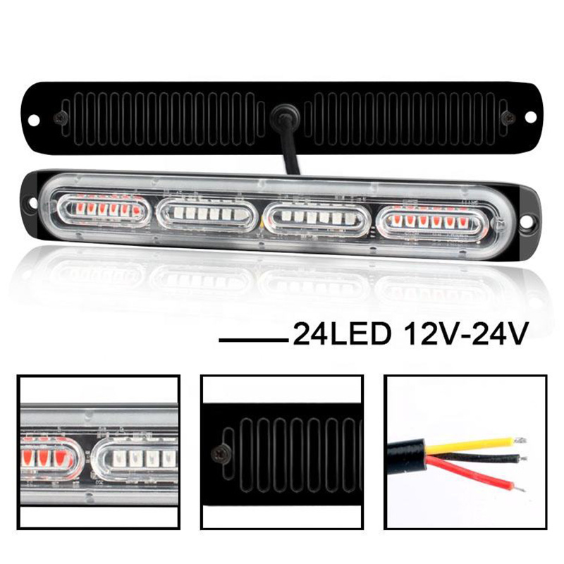 Universal 12V 24LED Strobe Light Car Truck LED Side Marker Lamp White Amber Red Blue Flashing Warning Emergency Strobe Light Bar