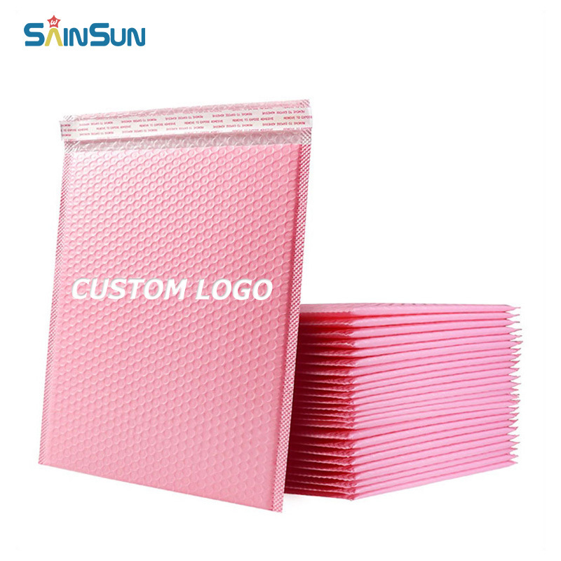 Eco Friendly Co-Extruded Custom Logo Shipping Padded Envelopes Pink Bubble Poly Mailer Packaging Mailing Bag