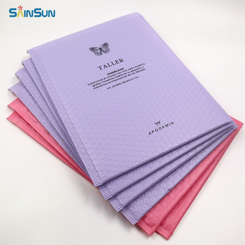 Eco Friendly Co-Extruded Custom Logo Shipping Padded Envelopes Pink Bubble Poly Mailer Packaging Mailing Bag