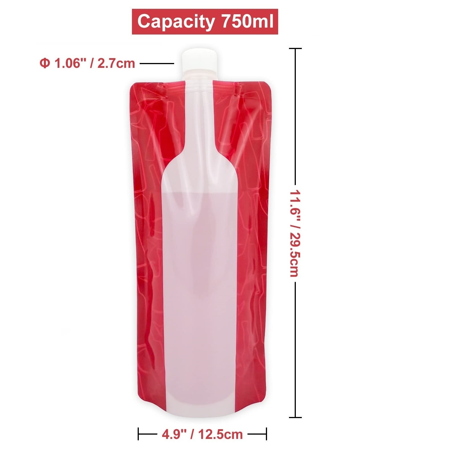 Custom Eco Friendly Drink Pouch With Spout Filling 750Ml Travel Plastic Water Wine Bag Stand Up Spout Pouch