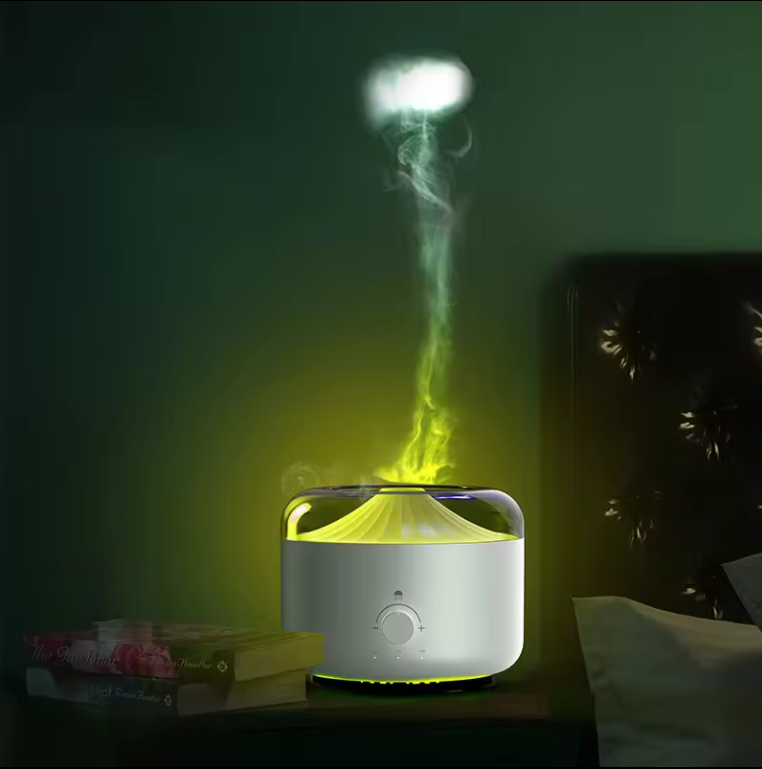 Mini Flame Air Humidifier Jellyfish Electric Aroma Diffuser Lava Volcano Design Flame Effect Air Diffuser Mist Maker Machine