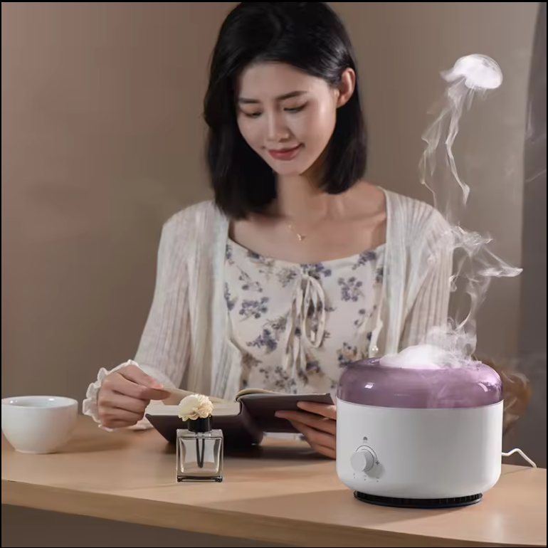 Mini Flame Air Humidifier Jellyfish Electric Aroma Diffuser Lava Volcano Design Flame Effect Air Diffuser Mist Maker Machine