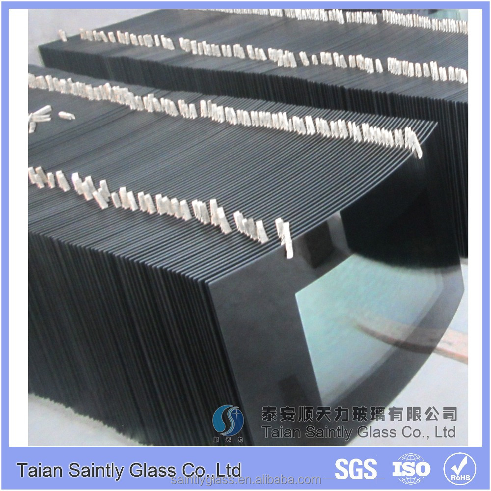 5 mm tempered curved glass/float glass/clear glass for electric fireplace with black silk screen printing &ISO,CCC