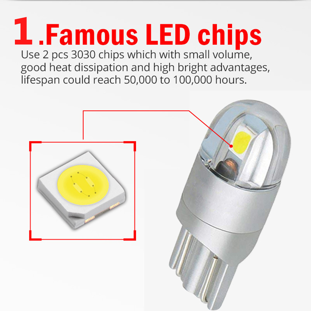 194 LED Light Bulb 168 T10 W5W Wedge 2SMD 3030 6000K Xenon White for Car Truck Interior Dome Map Door Courtesy