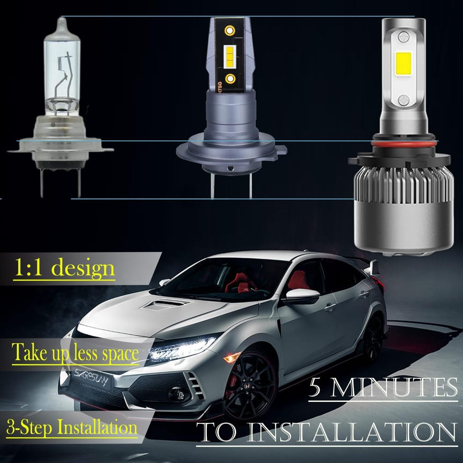 Auto Lighting Systems Mini LED Bulb Lights 12V H7 LED Headlight Bulb H7 LED H4 LED Bulbs