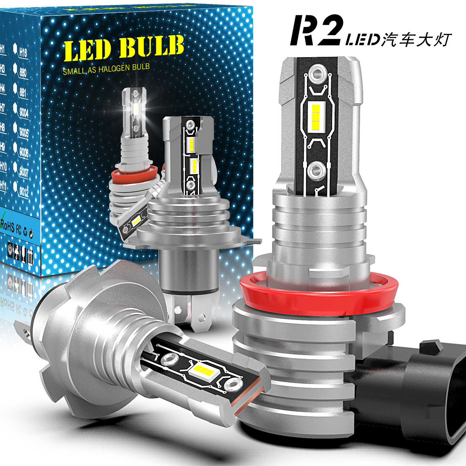 Popular LED headlight R2 Car Lights Motorcycle Headlight 6000k 25w LED auto Bulb H7 H11 H4 H3 H1 Car Light Bulb