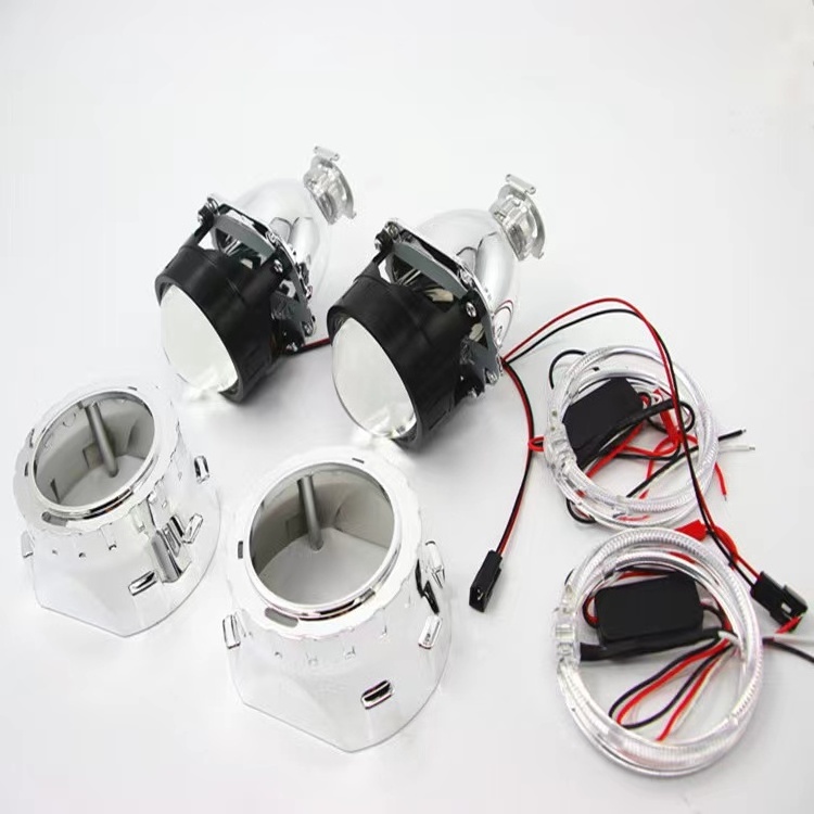 2.5 inch bi LED projector lens headlight shroud with angel eyes for car headlamp projector lens retrofit kit