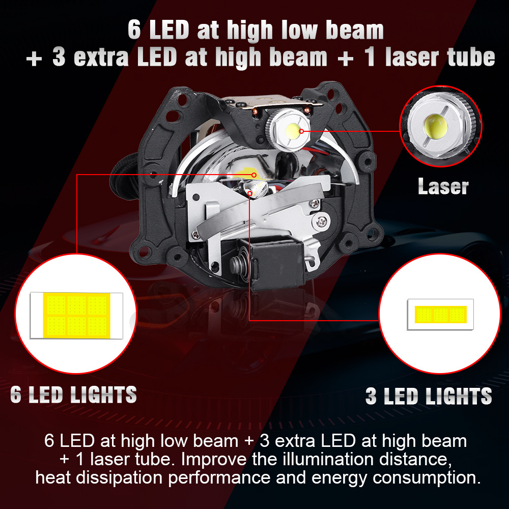 Auto LED Laser Lens Head Lamp JG8 Bi LED Lens 150W High Low Dual Beam 12V Bi LED Laser Projector Lens Headlight