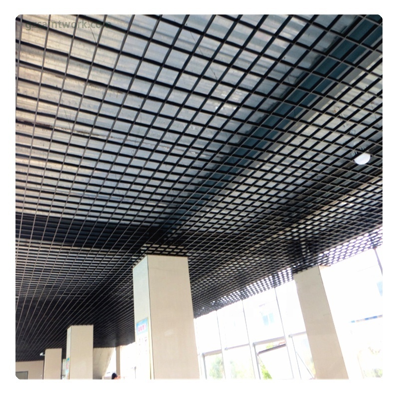 Aluminum Iron Slat Grid Ceiling Panel Modern Pop Ceiling Design For Hall Office Shop Salon Coffee Bar Open Cell Grille Ceiling