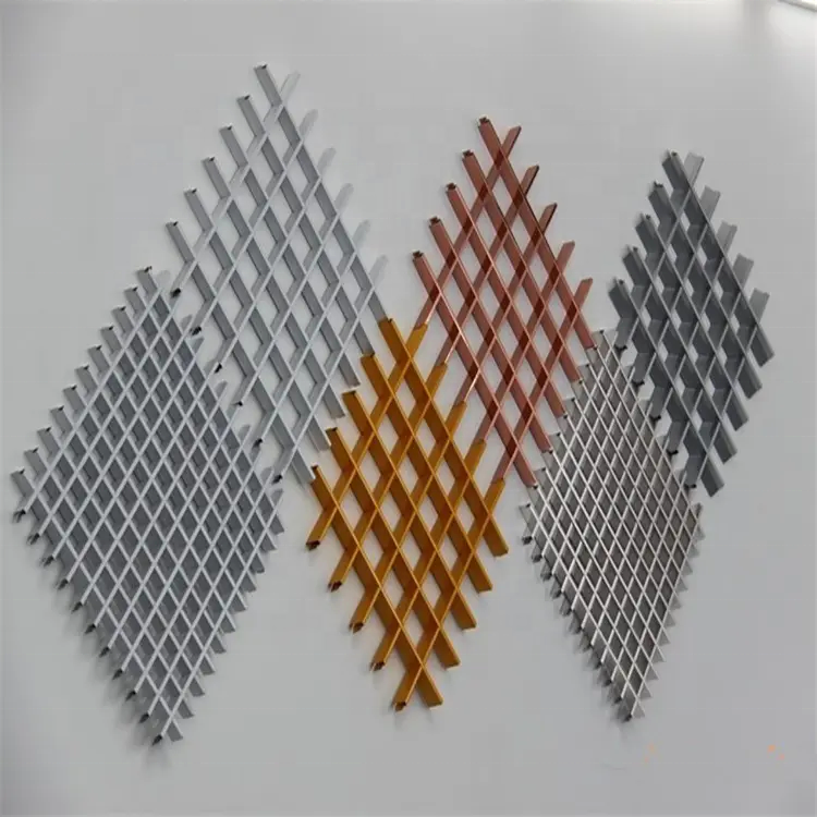 Aluminum Iron Slat Grid Ceiling Panel Modern Pop Ceiling Design For Hall Office Shop Salon Coffee Bar Open Cell Grille Ceiling