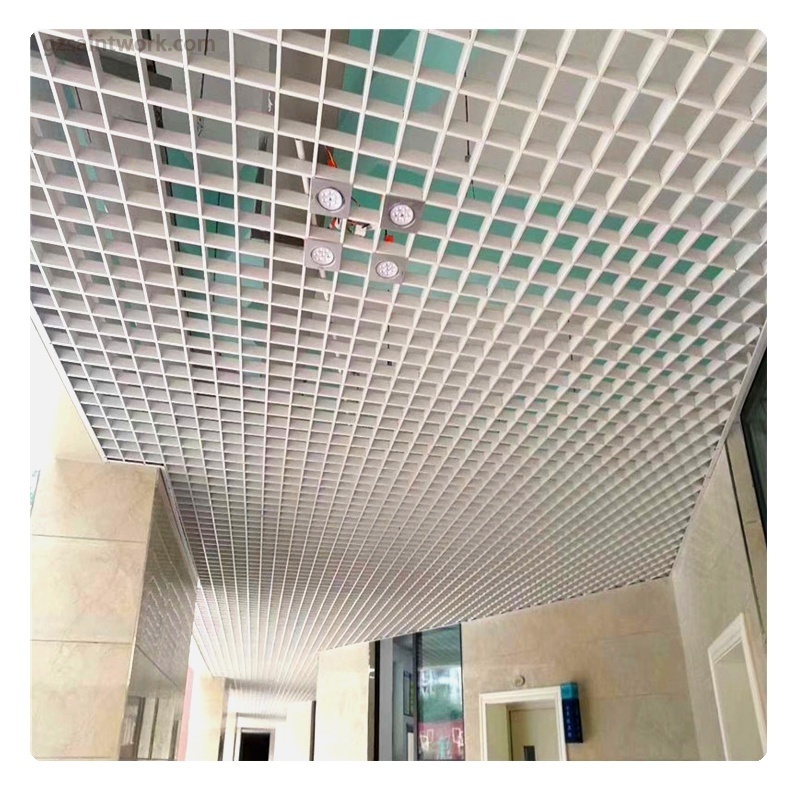 Metal Steel Grille Ceiling Panels Suspended Open Cell Aluminium Grid Ceiling Tiles Office Hall Living Room Mall Ceiling Design