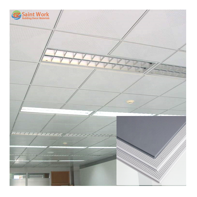 Acoustic Perforated Metal Ceiling Tiles Suspended Aluminum Lay in Ceiling Tiles Pop False Ceiling Design  for office Building