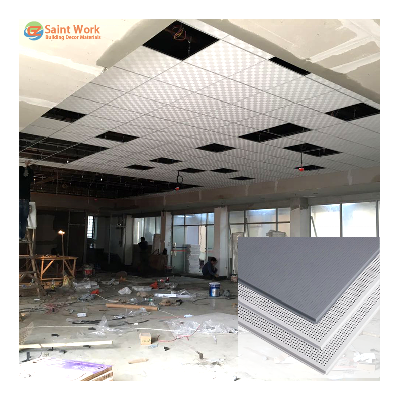 Acoustic Perforated Metal Ceiling Tiles Suspended Aluminum Lay in Ceiling Tiles Pop False Ceiling Design  for office Building