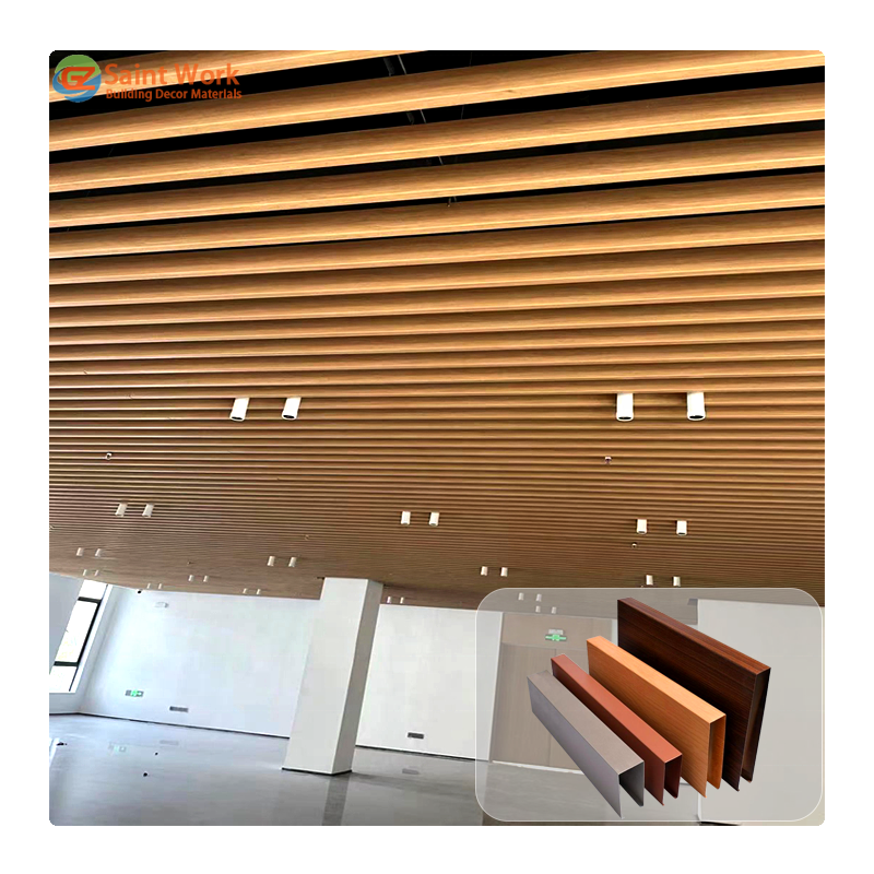 Sound Abortion Metal Ceiling Tiles U Strip Baffle Aluminum Ceiling Panels for Interior False Ceiling Decoration Hall Supermarket