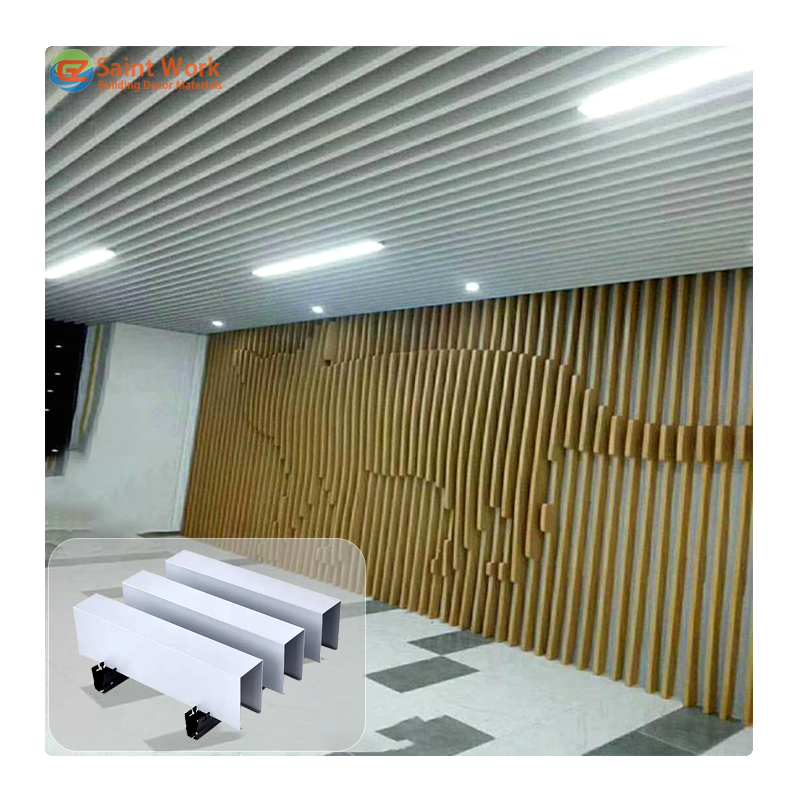 Sound Abortion Metal Ceiling Tiles U Strip Baffle Aluminum Ceiling Panels for Interior False Ceiling Decoration Hall Supermarket