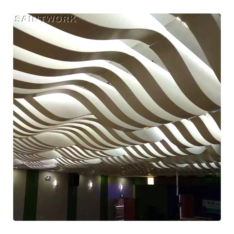 Interior Ceiling Decoration 3D Wavy Arc Metal Aluminum Ceiling Profiles Strip Baffle Ceiling Panel for Office Building Hall Mall