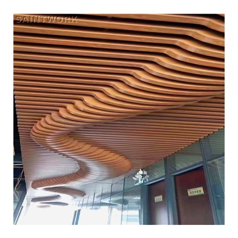 Interior Ceiling Decoration 3D Wavy Arc Metal Aluminum Ceiling Profiles Strip Baffle Ceiling Panel for Office Building Hall Mall