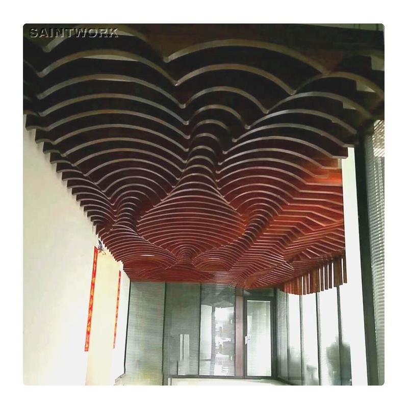 Interior Ceiling Decoration 3D Wavy Arc Metal Aluminum Ceiling Profiles Strip Baffle Ceiling Panel for Office Building Hall Mall