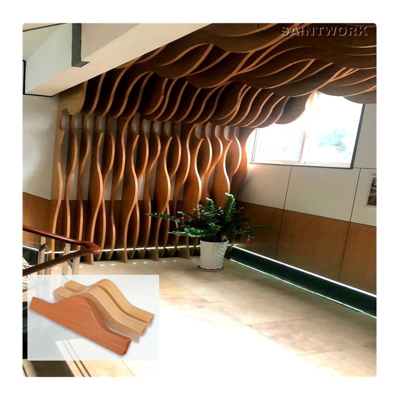 Interior Ceiling Decorative Material Wavy Arc Metal Aluminum Profile Strip Baffle Ceiling Panels for Hotel Mall Hall Decoration