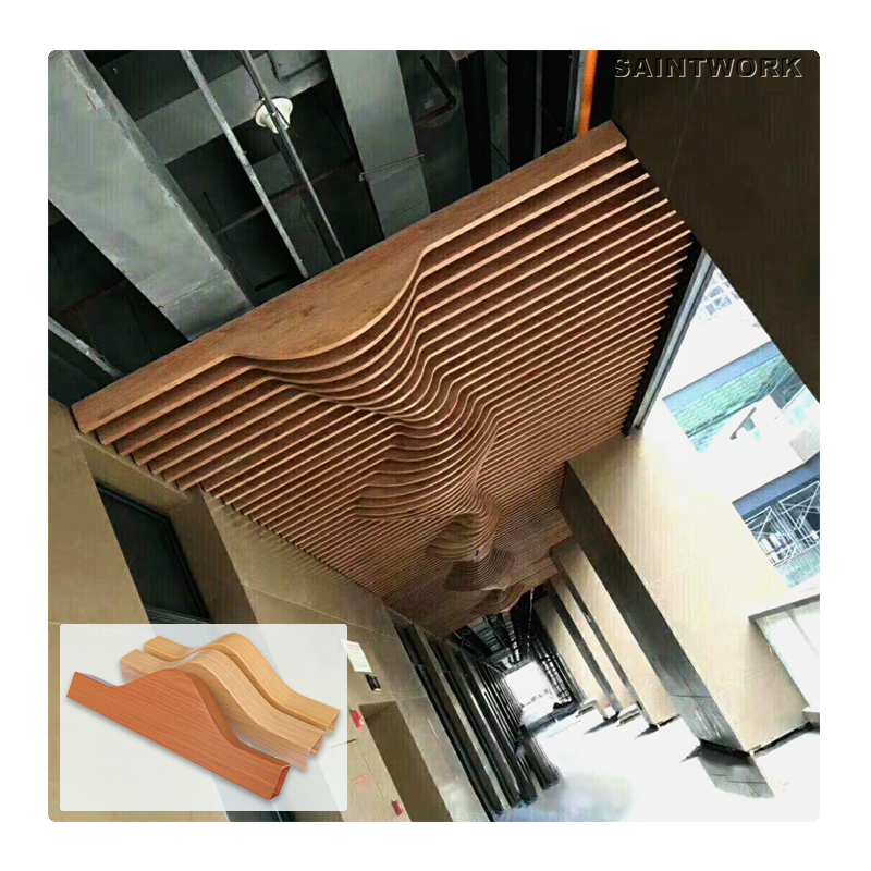 Interior Ceiling Decorative Material Wavy Arc Metal Aluminum Profile Strip Baffle Ceiling Panels for Hotel Mall Hall Decoration