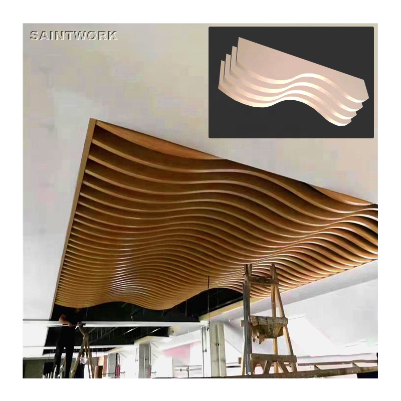 Interior Ceiling Decorative Material Wavy Arc Metal Aluminum Profile Strip Baffle Ceiling Panels for Hotel Mall Hall Decoration