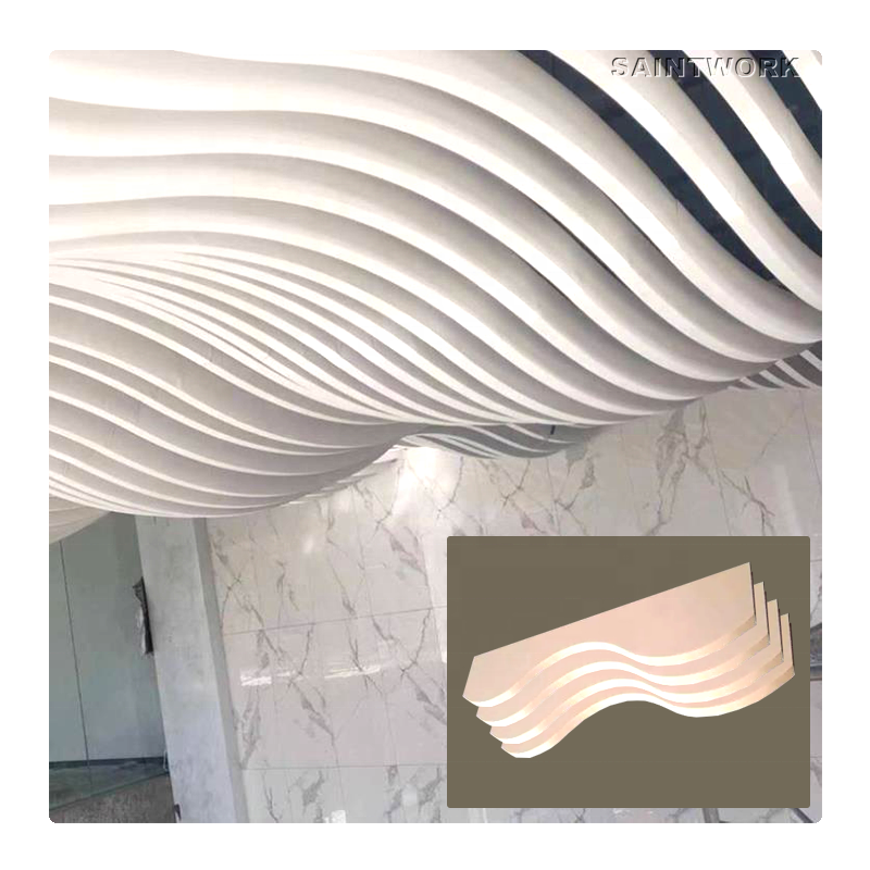 Interior Ceiling Decorative Material Wavy Arc Metal Aluminum Profile Strip Baffle Ceiling Panels for Hotel Mall Hall Decoration