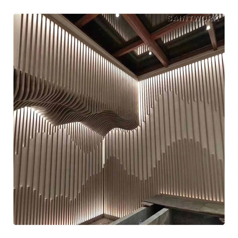 Interior Ceiling Decoration 3D Wavy Metal Aluminum Baffle Ceiling Panels Fireproof Acoustic Ceiling Tile for Reception Room Hall