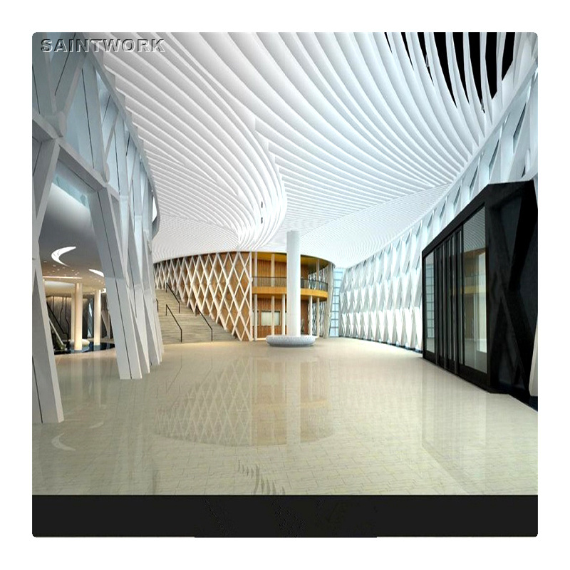 Supermarket Mall Interior Ceiling Decoration 3d Wavy Irregular Suspended Ceiling Tiles For Office Buildings