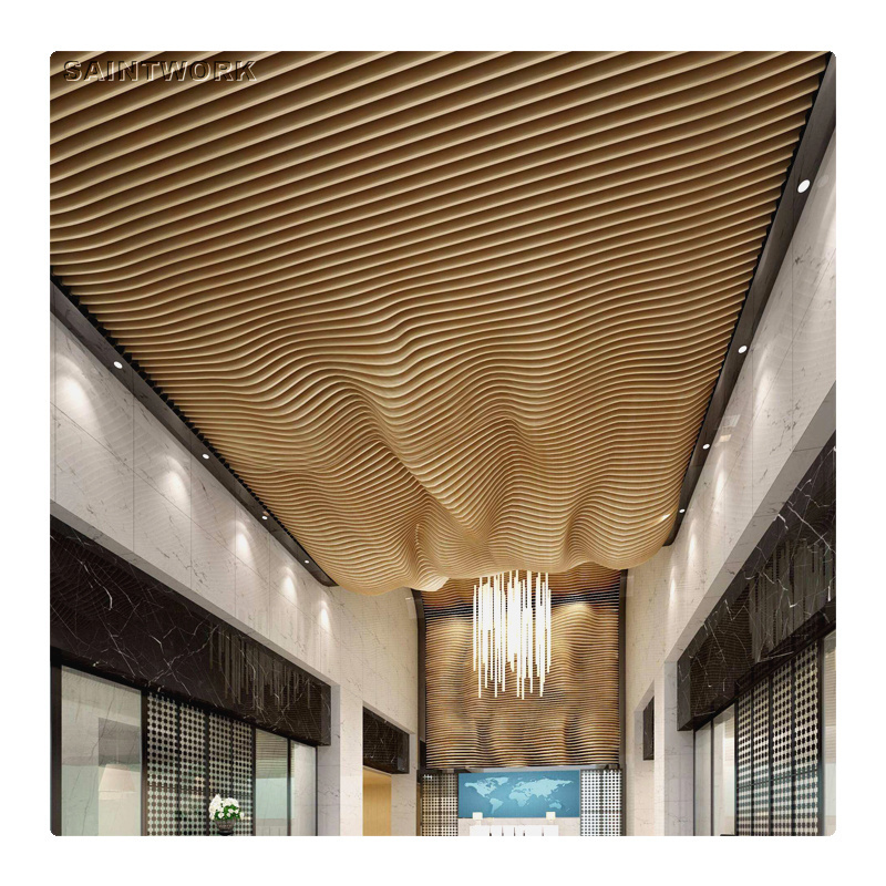 Supermarket Mall Interior Ceiling Decoration 3d Wavy Irregular Suspended Ceiling Tiles For Office Buildings