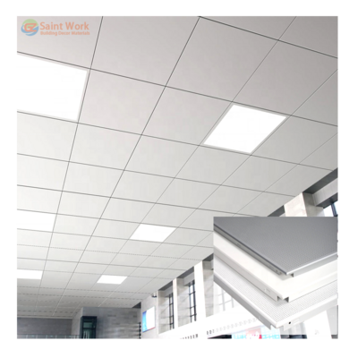 Interior Decorative Material Aluminium Suspended False Ceiling 600*600 Ceiling Plates Perforated Flat Metal Ceiling Tile