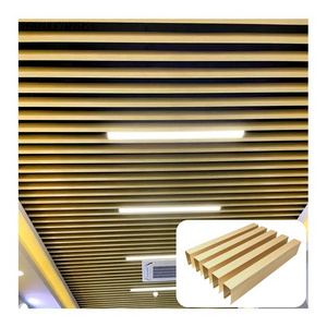 Fireproof Metal U Strip Ceiling Baffles Aluminum Slat Linear Stretch Ceiling Panels Home Office Mall Hall False Ceiling Design