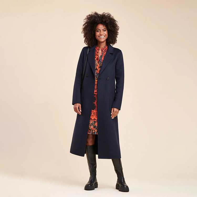 elegant style hand made recycled wool blend fabric with belt alpaca coats for ladies