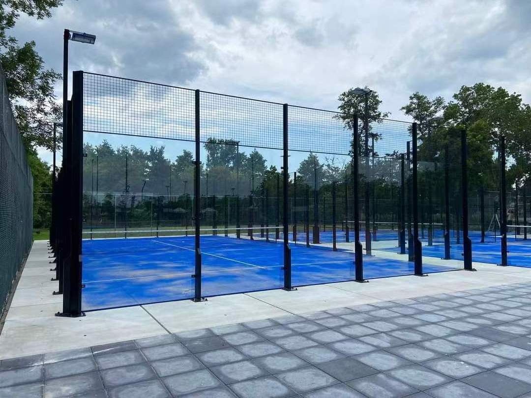 Blue Outdoor Portable Panoramic Padel Tennis Court Blue Artificial Grass Sale Tennis Court Equipment