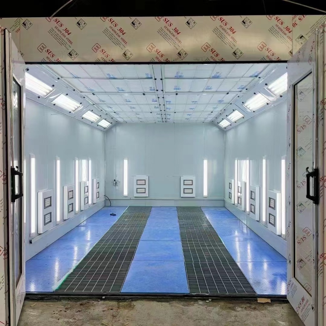 30 feet length Spray Booth 9mx4.6m Electric/Diesel Heating Car Spray Booth with fire resistant panel Car paint room