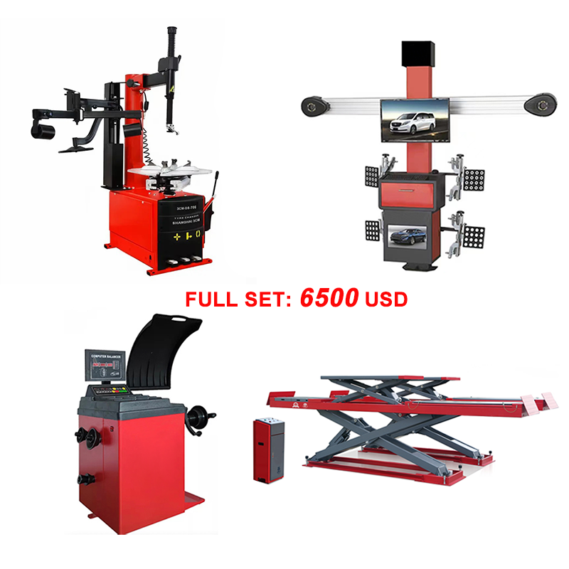 Tyre changer Wheel Balancer 3D Wheel Alignment & Four posr car lift Combo Workshop Tire repair machine