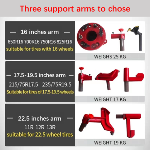 Portable truck tire changer for rim 16-22.5 inches Three cylinder tire remove machine