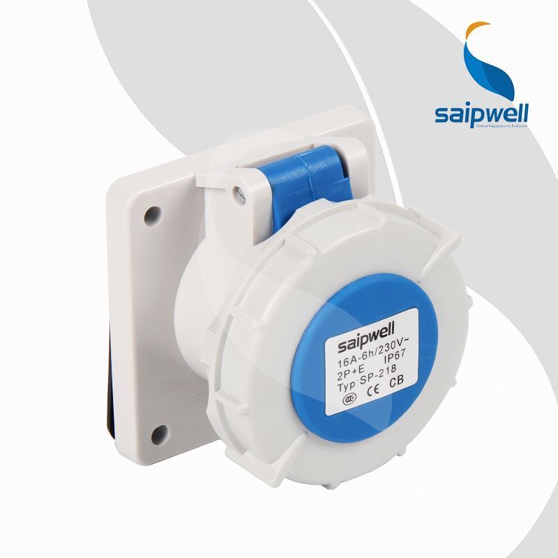 SAIPWELL Good Selling IP67 waterproof Industrial socket SP-228 5P 16A 230V panel mounted straight socket