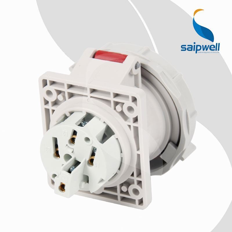 SAIPWELL Good Selling IP67 waterproof Industrial socket SP-228 5P 16A 230V panel mounted straight socket