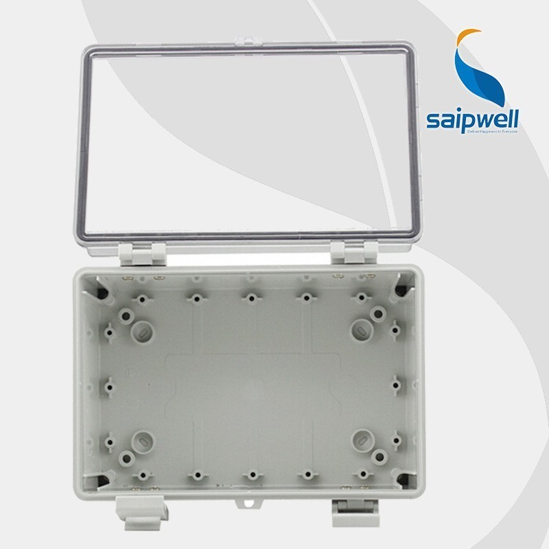 SAIPWELL PC plastic box custom enclosure electrical power overhaul box with clear cover and buckle 300*200*170mm Flame retardant