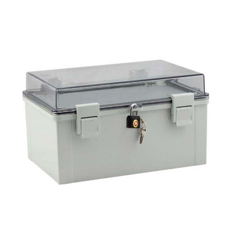 SAIPWELL PC plastic box custom enclosure electrical power overhaul box with clear cover and buckle 300*200*170mm Flame retardant