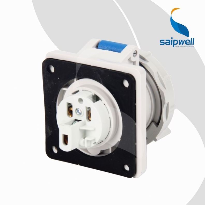 SAIPWELL Good Selling IP67 waterproof Industrial socket SP-228 5P 16A 230V panel mounted straight socket