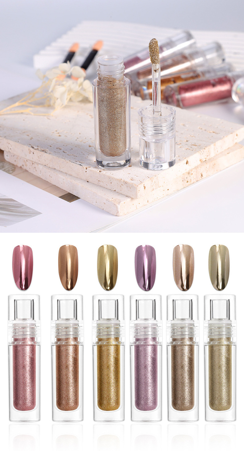 Private Label Magic Mirror Effecting Liquid Metallic Aurora Nail Pigment Chrome Liquid Nails Powder